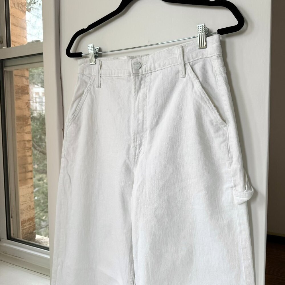MOTHER Superior The Stud Finder Sneak Wide-Leg Jeans White Totally Innocent 28 - Picture 6 of 17